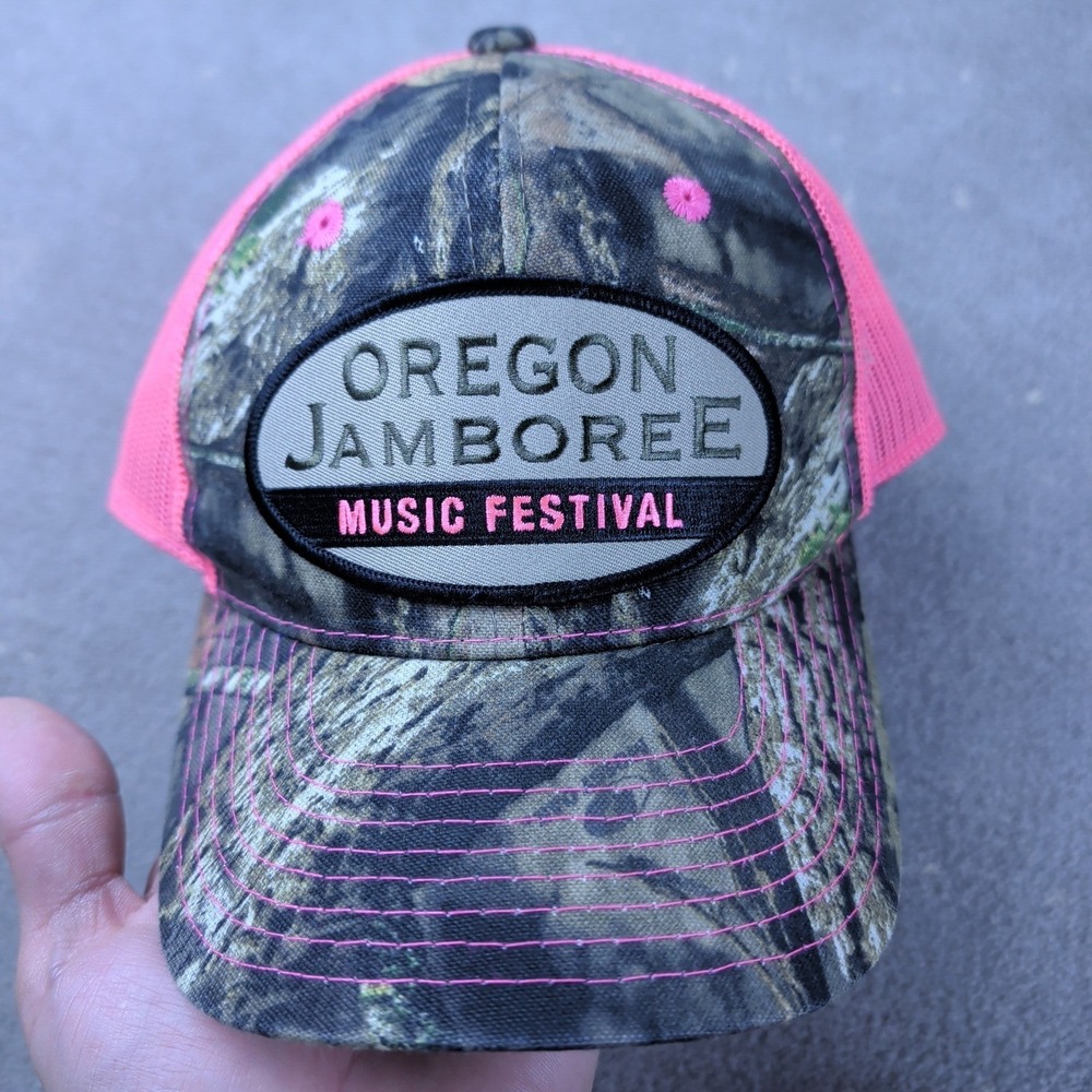 Oregon Jamboree Music Festival Hat OS Ladies Fit Pink Camo Mesh Trucker Cap — photo 2